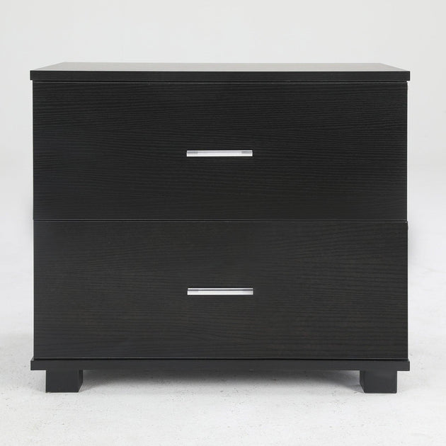 Buy 2X Bedside Table Side Storage Cabinet Nightstand Bedroom 2 Drawer ETTA BLACK discounted | Products On Sale Australia