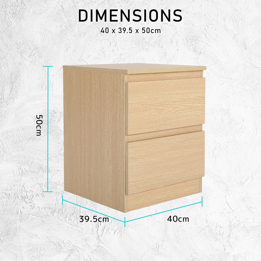 Buy 2X Bedside Table Side Storage Cabinet Nightstand Bedroom 2 Drawer JOSS OAK discounted | Products On Sale Australia