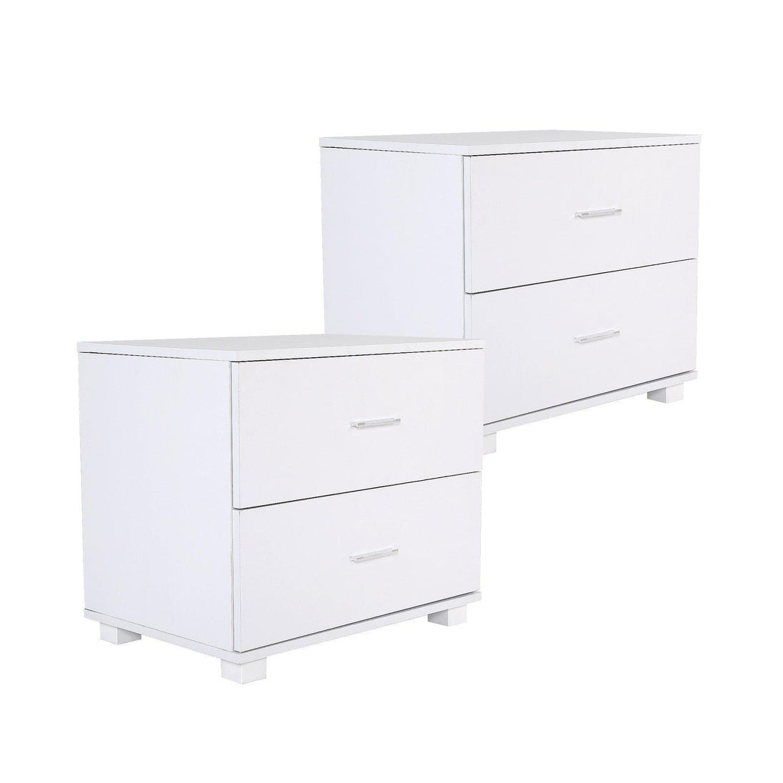 Buy 2X Bedside Table Side Storage Cabinet Nightstand Bedroom 2 Drawer Legs ETTA WHITE discounted | Products On Sale Australia