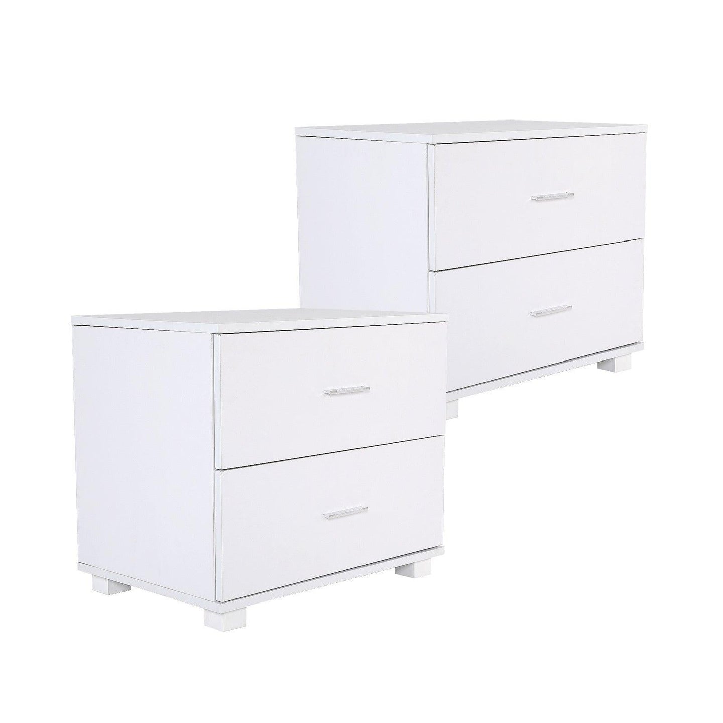 Buy 2X Bedside Table Side Storage Cabinet Nightstand Bedroom 2 Drawer Legs ETTA WHITE discounted | Products On Sale Australia