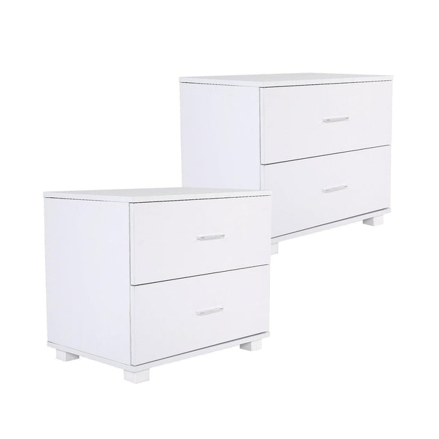 Buy 2X Bedside Table Side Storage Cabinet Nightstand Bedroom 2 Drawer Legs ETTA WHITE discounted | Products On Sale Australia