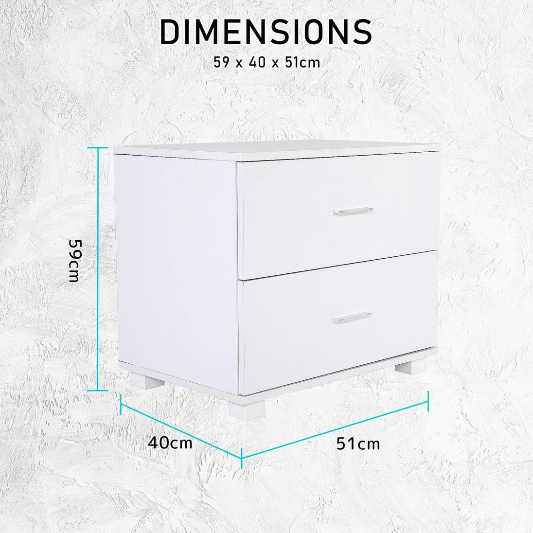 Buy 2X Bedside Table Side Storage Cabinet Nightstand Bedroom 2 Drawer Legs ETTA WHITE discounted | Products On Sale Australia