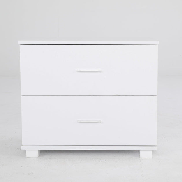 Buy 2X Bedside Table Side Storage Cabinet Nightstand Bedroom 2 Drawer Legs ETTA WHITE discounted | Products On Sale Australia