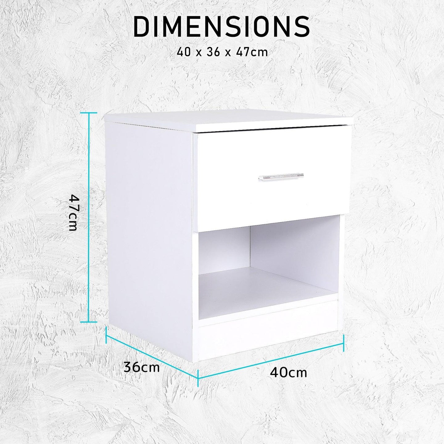 Buy 2X Bedside Tables Storage Cabinet Nightstand 1 Drawer 1 Shelf ELLA WHITE discounted | Products On Sale Australia