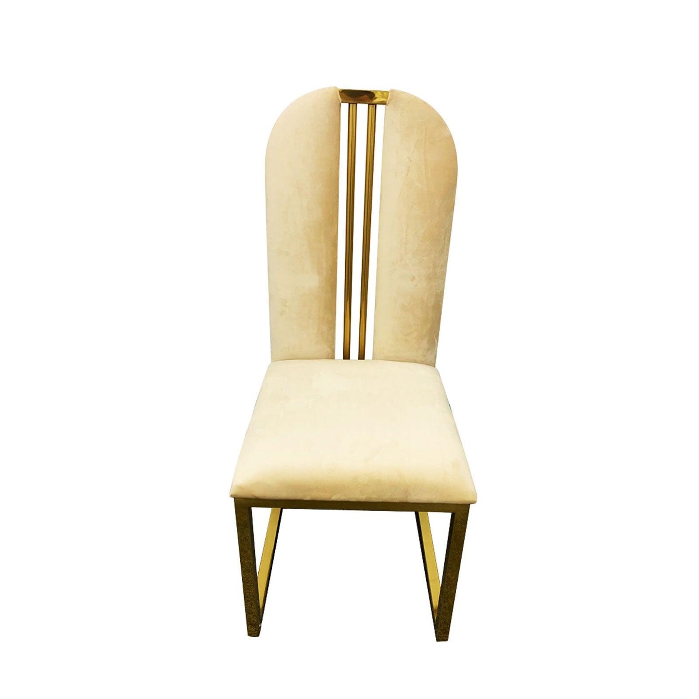 Buy 2X Dining Chair Stainless Gold Frame & Seat Beige Fabric discounted | Products On Sale Australia