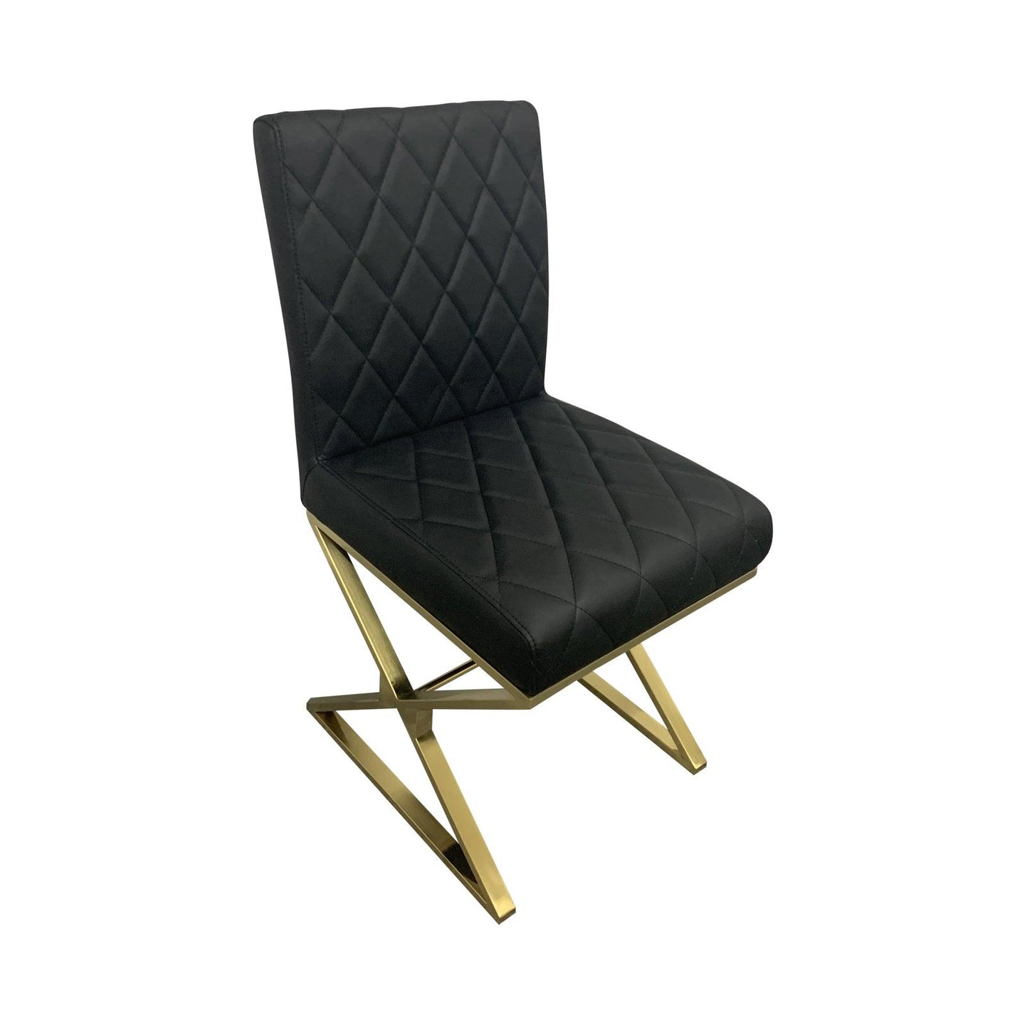 Buy 2X Dining Chair Stainless Gold Frame & Seat Black PU Leather discounted | Products On Sale Australia