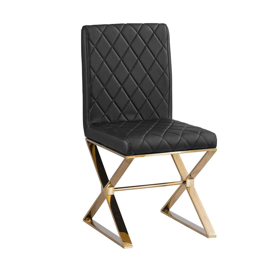 Buy 2X Dining Chair Stainless Gold Frame & Seat Black PU Leather discounted | Products On Sale Australia