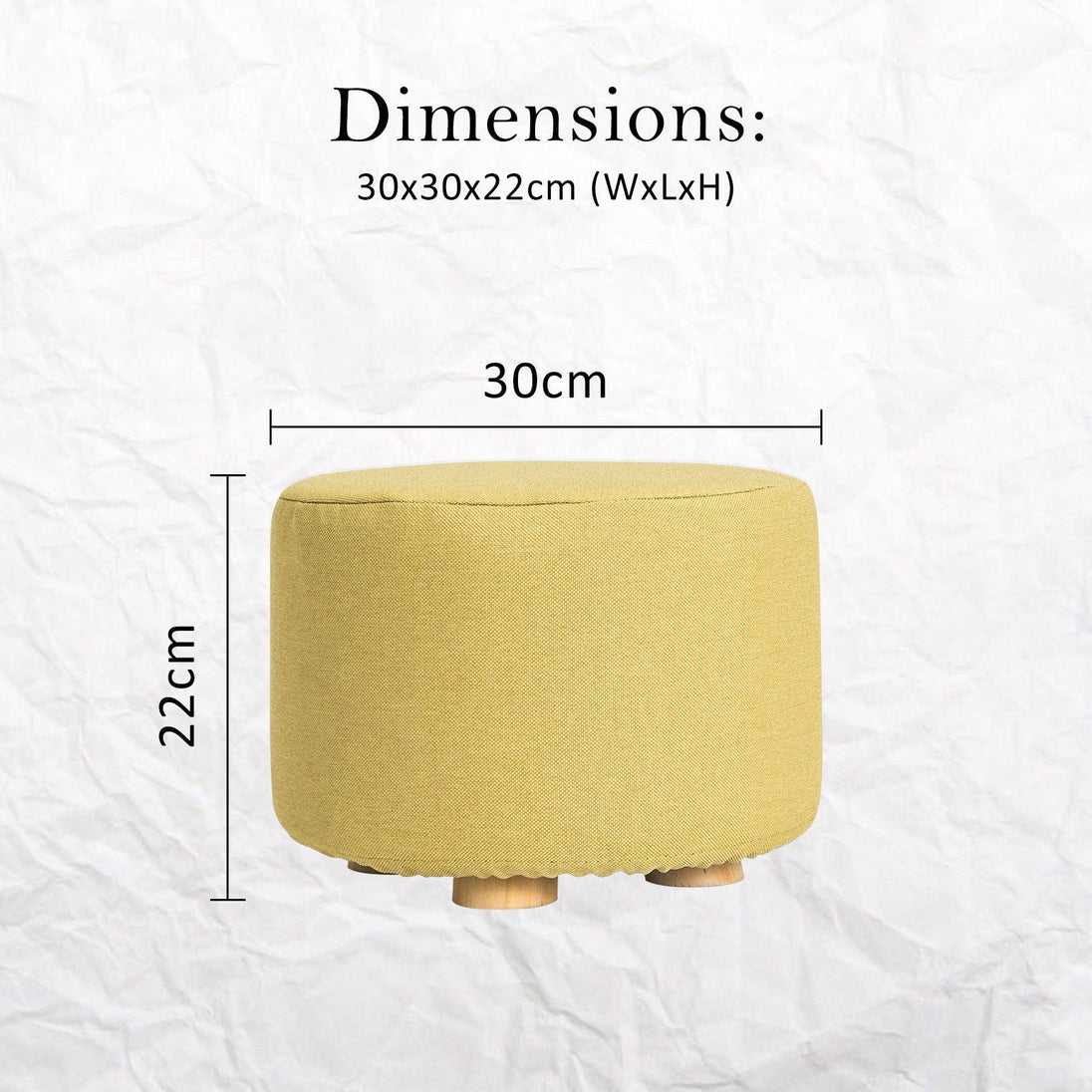 Buy 2X Fabric Ottoman Round Wooden Leg Foot Stool - Mustard Yellow discounted | Products On Sale Australia