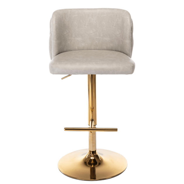 Buy 2x Faux Leather Golden Base Swivel Bar Stools- Beige discounted | Products On Sale Australia