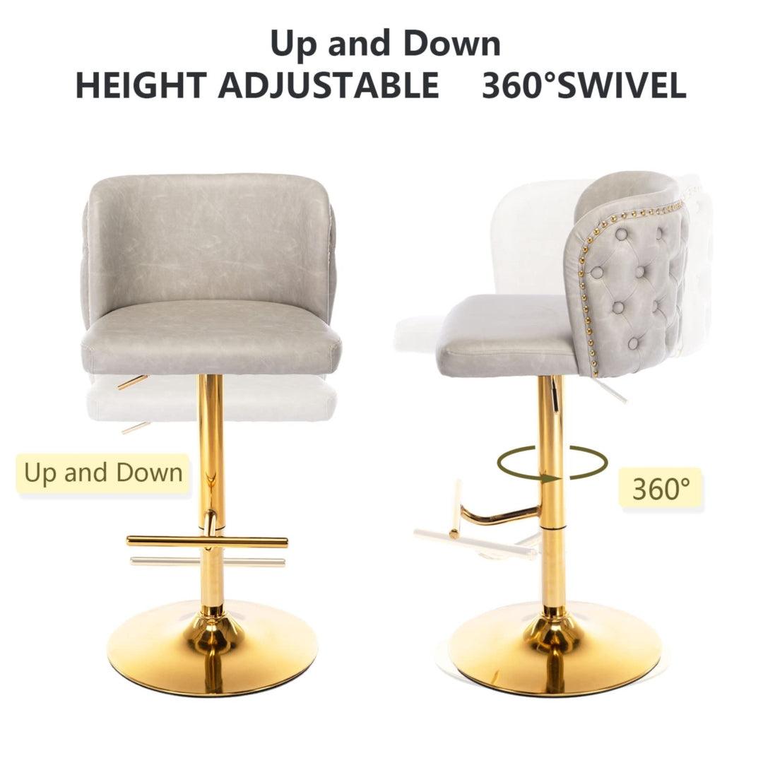 Buy 2x Faux Leather Golden Base Swivel Bar Stools- Beige discounted | Products On Sale Australia