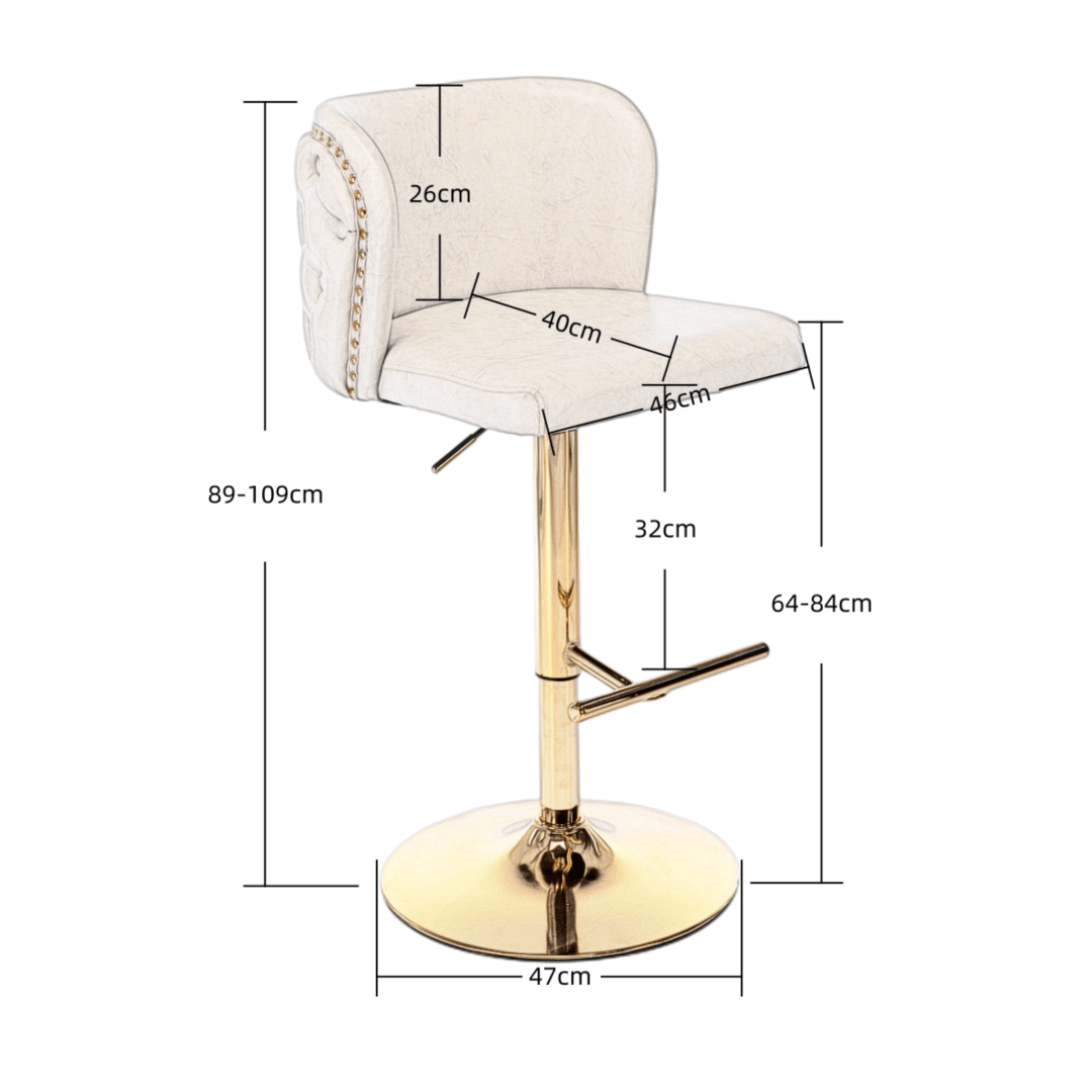 Buy 2x Faux Leather Golden Base Swivel Bar Stools- Beige discounted | Products On Sale Australia