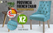 Buy 2X French Provincial Dining Chair Oak Leg AMOUR BLUE discounted | Products On Sale Australia