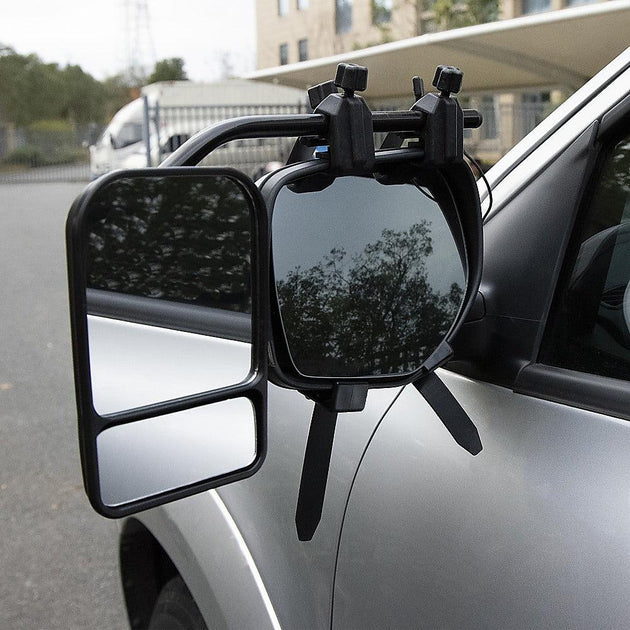 Buy 2x Towing Mirrors Pair Clip on Multi Fit Clamp On Towing Caravan 4X4 Trailer discounted | Products On Sale Australia