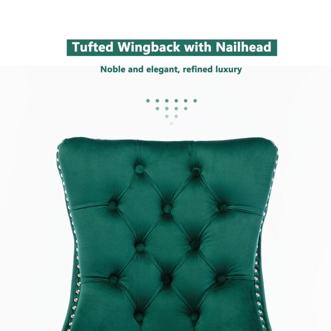 Buy 2x Velvet Dining Chairs- Green discounted | Products On Sale Australia