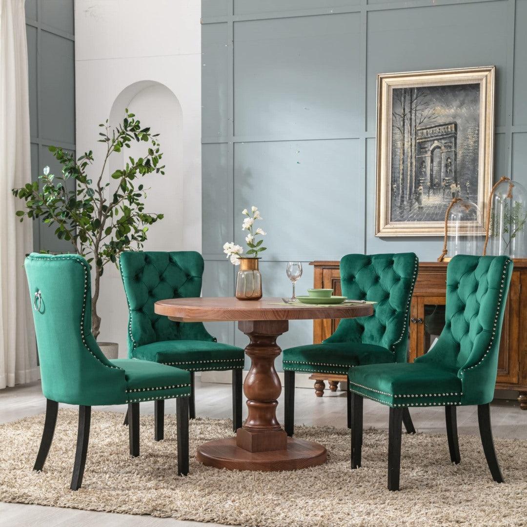 Buy 2x Velvet Dining Chairs- Green discounted | Products On Sale Australia