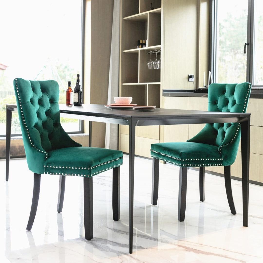 Buy 2x Velvet Dining Chairs- Green discounted | Products On Sale Australia