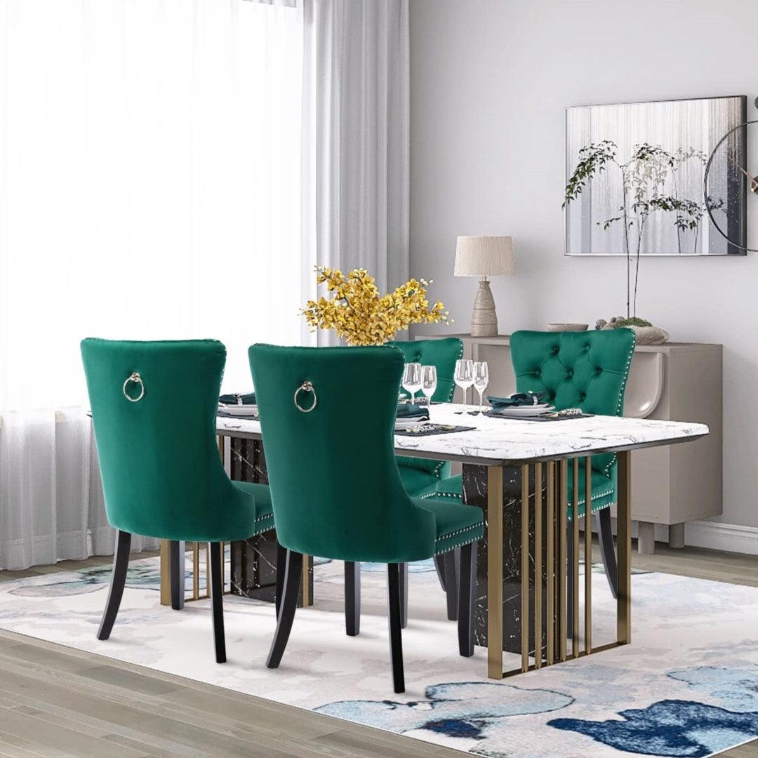 Buy 2x Velvet Dining Chairs- Green discounted | Products On Sale Australia