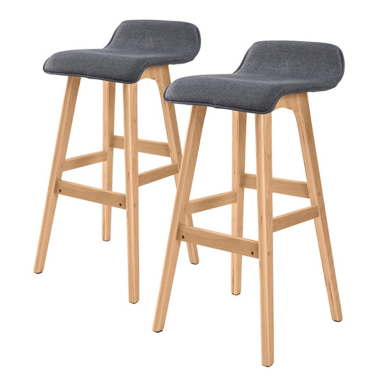 Buy 2X Wooden Bar Stool Dining Chair Fabric SOPHIA 74cm GREY discounted | Products On Sale Australia