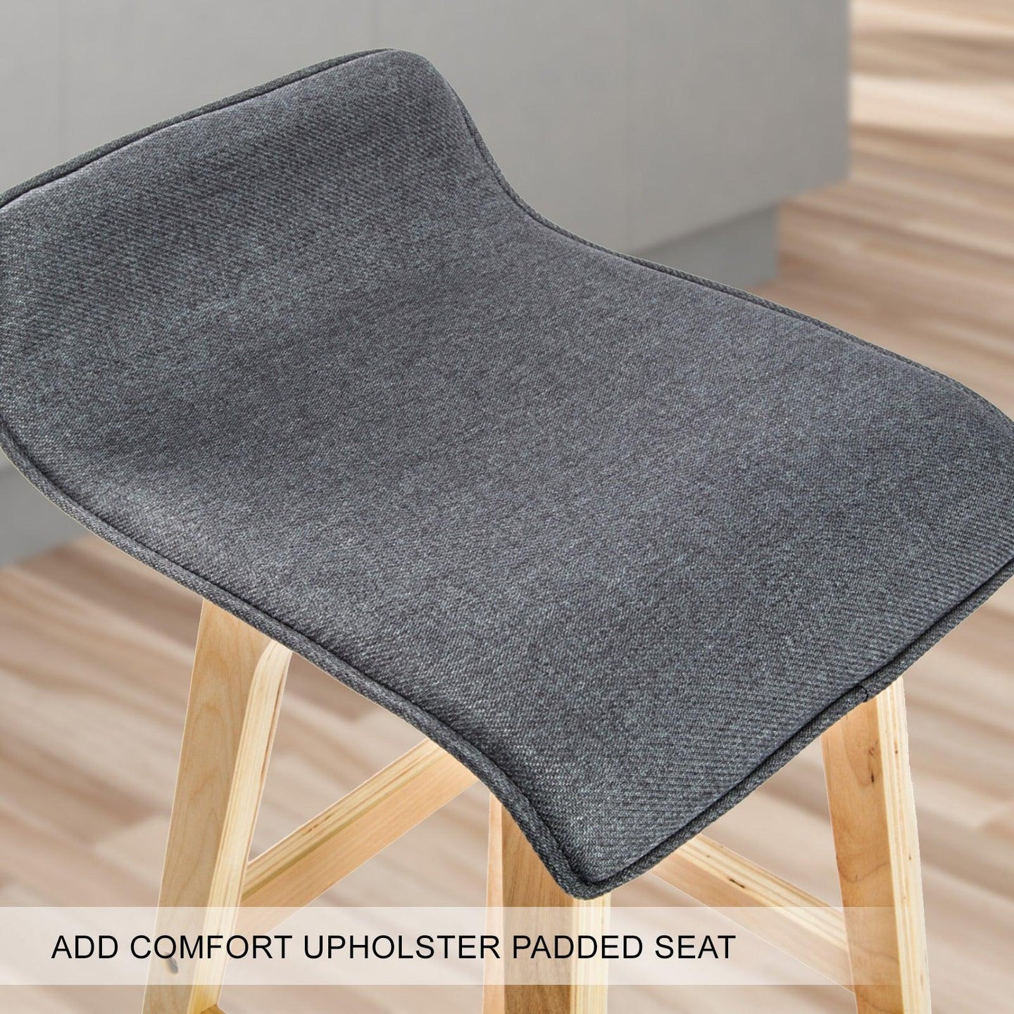 Buy 2X Wooden Bar Stool Dining Chair Fabric SOPHIA 74cm GREY discounted | Products On Sale Australia