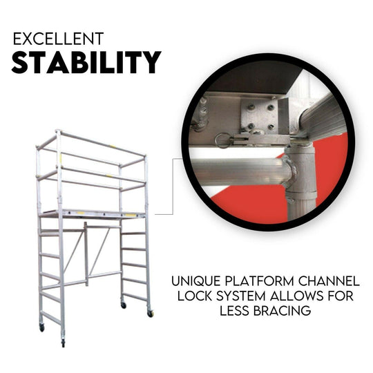 Buy 3.0M Aluminium Scaffold Mobile Tower Single Width Platform Height AU Standard discounted | Products On Sale Australia