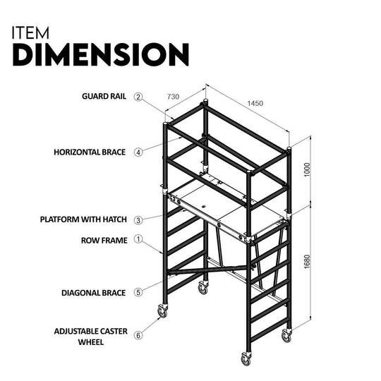 Buy 3.0M Aluminium Scaffold Mobile Tower Single Width Platform Height AU Standard discounted | Products On Sale Australia