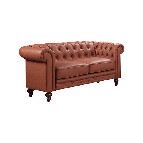 Buy 3+2+1 Seater Brown Sofa Lounge Chesterfireld Style Button Tufted in Faux Leather discounted | Products On Sale Australia