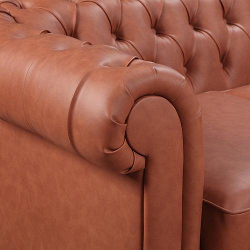 Buy 3+2+1 Seater Brown Sofa Lounge Chesterfireld Style Button Tufted in Faux Leather discounted | Products On Sale Australia