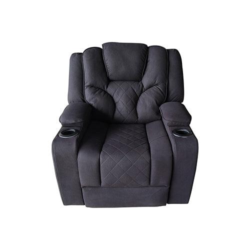 Buy 3+2+1 Seater Electric Recliner Stylish Rhino Fabric Black Lounge Armchair with LED Features discounted | Products On Sale Australia