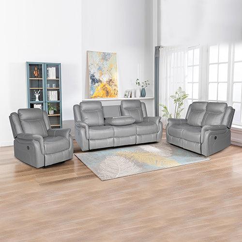 Buy 3-2-1 Seater Finest Grey Fabric Recliner Sofa Sturdy Construction Metal Mechanism discounted | Products On Sale Australia