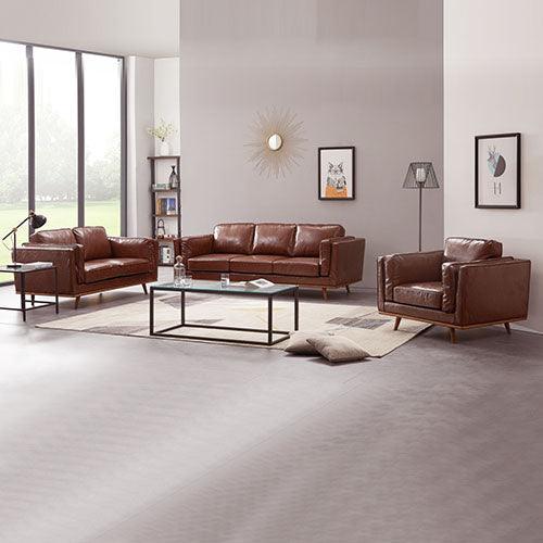 Buy 3+2+1 Seater Sofa Brown Leather Lounge Set for Living Room Couch with Wooden Frame discounted | Products On Sale Australia