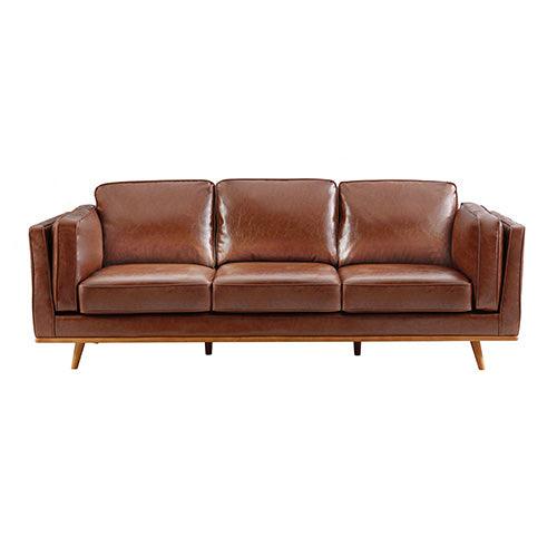 Buy 3+2+1 Seater Sofa Brown Leather Lounge Set for Living Room Couch with Wooden Frame discounted | Products On Sale Australia