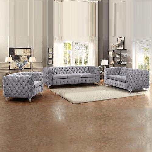 Buy 3+2+1 Seater Sofa Classic Button Tufted Lounge in Grey Velvet Fabric with Metal Legs discounted | Products On Sale Australia