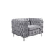 Buy 3+2+1 Seater Sofa Classic Button Tufted Lounge in Grey Velvet Fabric with Metal Legs discounted | Products On Sale Australia