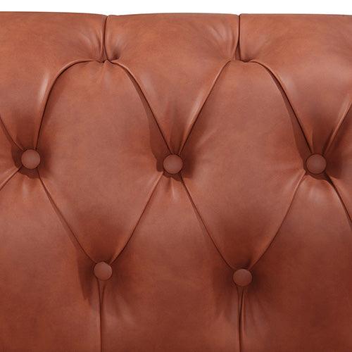 Buy 3+2 Seater Brown Sofa Lounge Chesterfireld Style Button Tufted in Faux Leather discounted | Products On Sale Australia