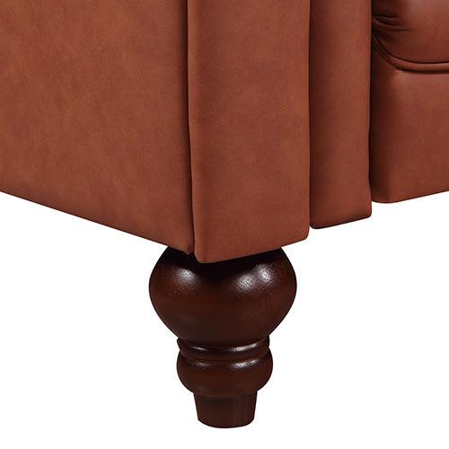 Buy 3+2 Seater Brown Sofa Lounge Chesterfireld Style Button Tufted in Faux Leather discounted | Products On Sale Australia