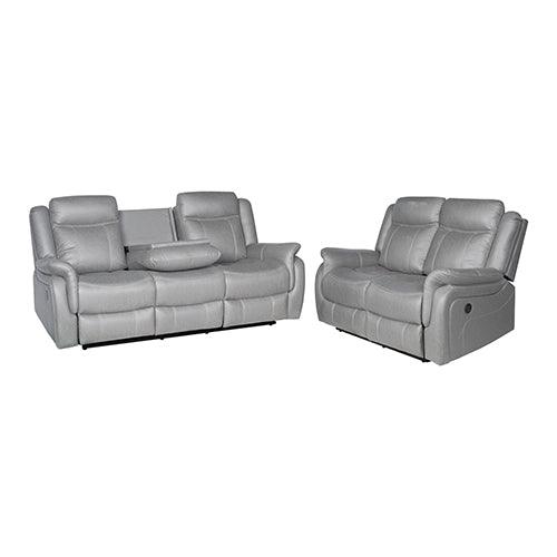 Buy 3-2 Seater Finest Grey Fabric Recliner Sofa Sturdy Construction Metal Mechanism discounted | Products On Sale Australia