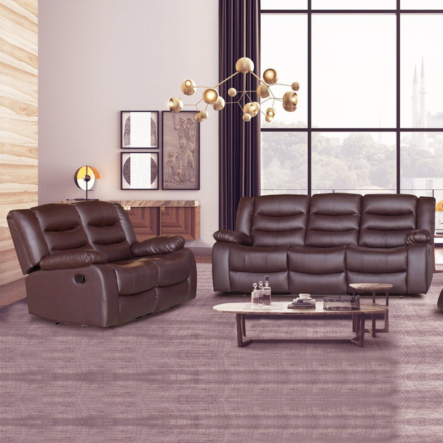 Buy 3+2 Seater Recliner Sofa In Faux Leather Lounge Couch in Brown discounted | Products On Sale Australia