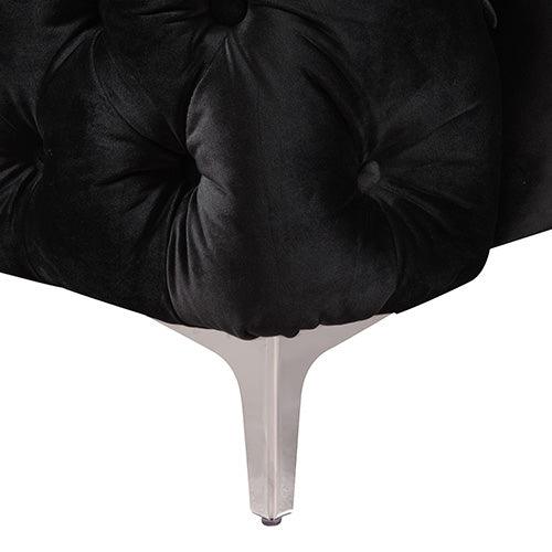 Buy 3+2 Seater Sofa Classic Button Tufted Lounge in Black Velvet Fabric with Metal Legs discounted | Products On Sale Australia