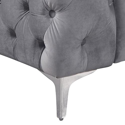 Buy 3+2 Seater Sofa Classic Button Tufted Lounge in Grey Velvet Fabric with Metal Legs discounted | Products On Sale Australia