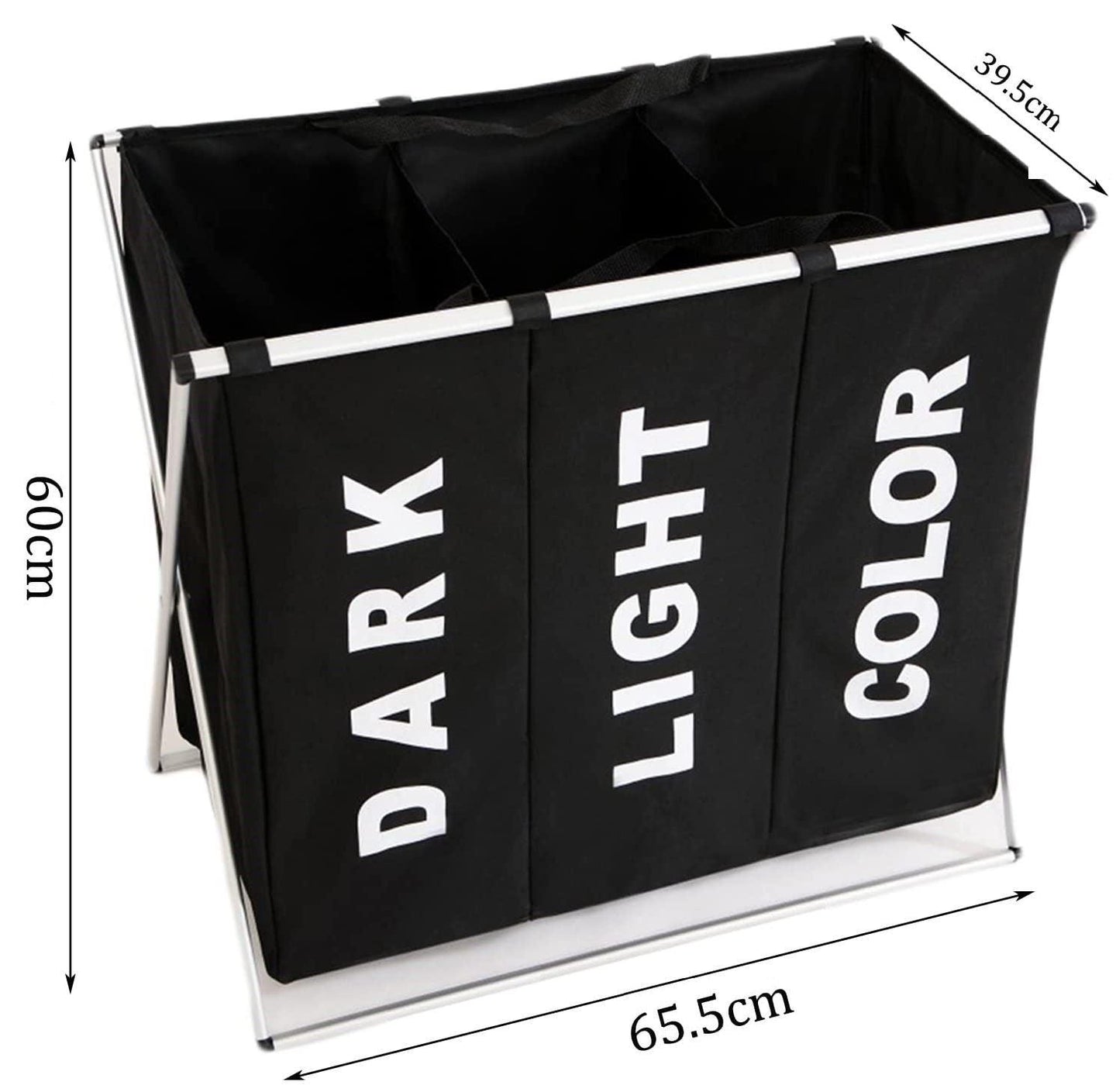 Buy 3 in 1 Large 135L Laundry Clothes Hamper Basket with Waterproof bags and Aluminum Frame (Black) discounted | Products On Sale Australia