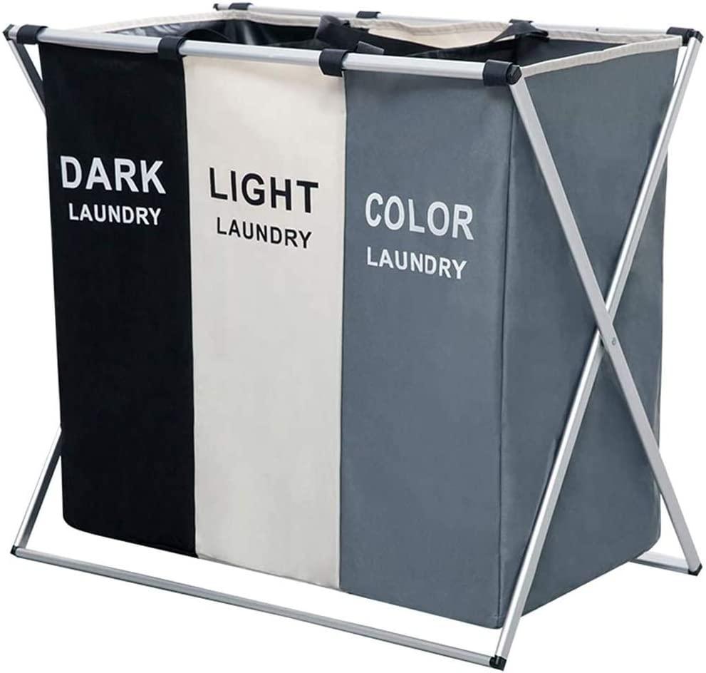 Buy 3 in 1 Large 135L Laundry Clothes Hamper Basket with Waterproof bags and Aluminum Frame (Multi) discounted | Products On Sale Australia