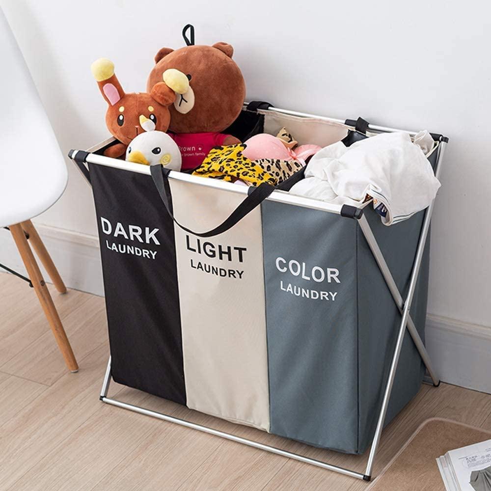 Buy 3 in 1 Large 135L Laundry Clothes Hamper Basket with Waterproof bags and Aluminum Frame (Multi) discounted | Products On Sale Australia