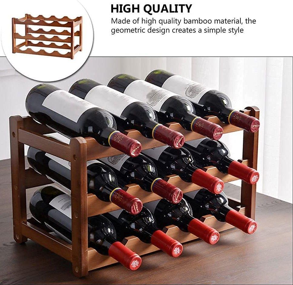 Buy 3-layer Bamboo Wine Storage Rack (12 bottles) discounted | Products On Sale Australia