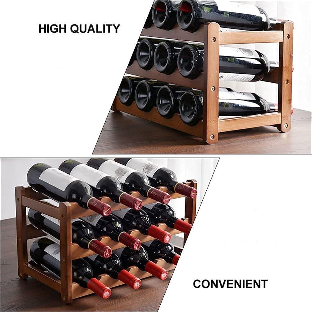 Buy 3-layer Bamboo Wine Storage Rack (12 bottles) discounted | Products On Sale Australia