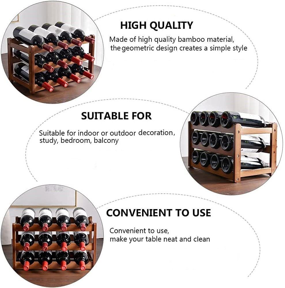 Buy 3-layer Bamboo Wine Storage Rack (12 bottles) discounted | Products On Sale Australia