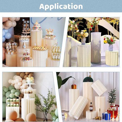 Buy 3 PCS Carboard Round Plinth Cylinder Pedestal Wedding Flower Display Stand discounted | Products On Sale Australia