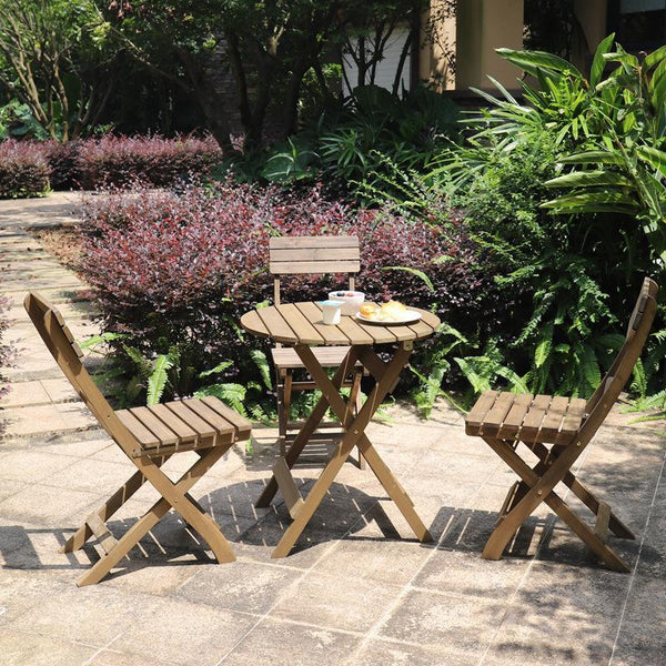 3 Piece RoundTable-Set Folding Bistro Set Solid Fir Wood Table Chair Set Garden Outdoor Lounge Products On Sale Australia | Home & Garden > Garden Furniture Category