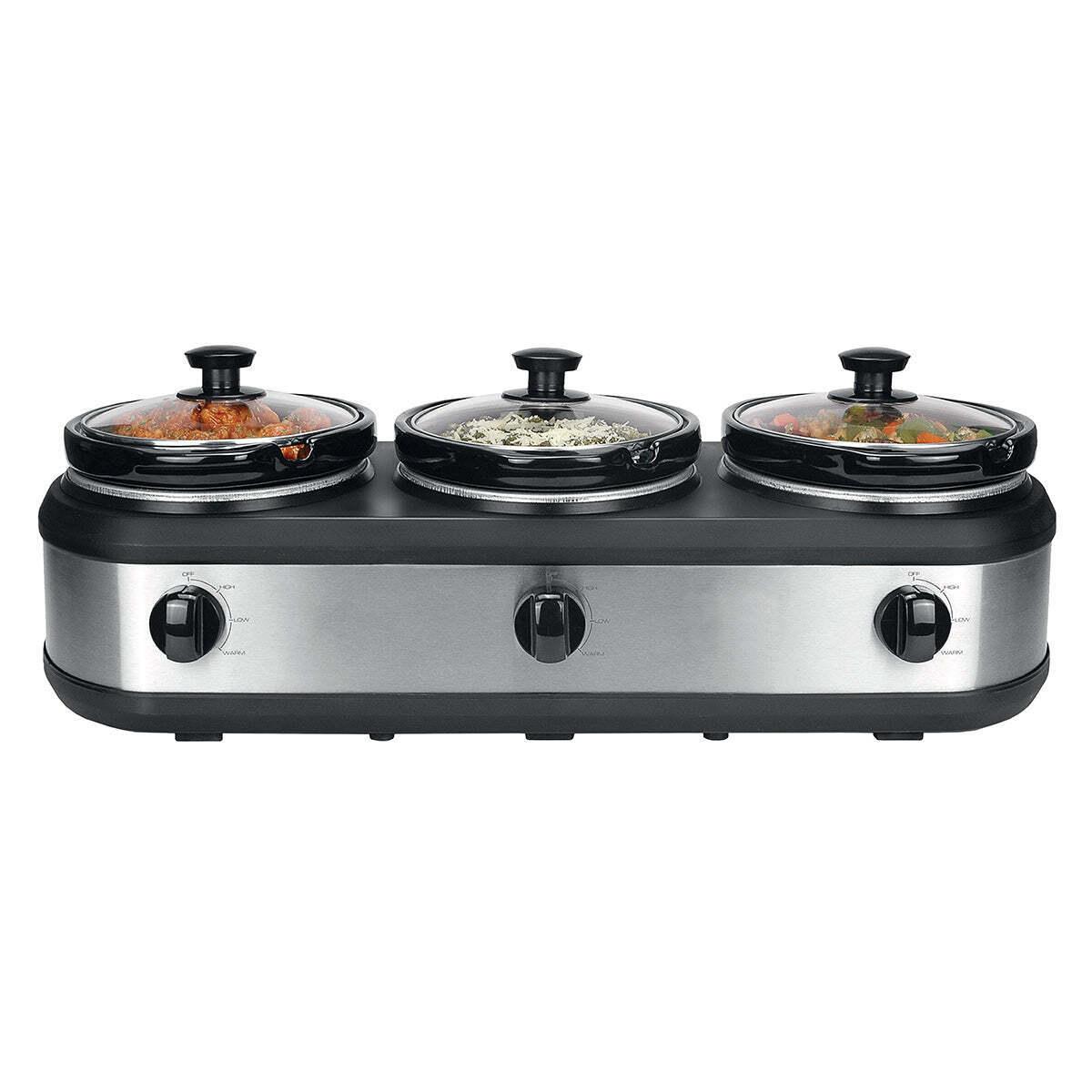 Buy 3-Pot Slow Cooker w/ 2.5L Capacity Each, 405W, 3 Warming Settings discounted | Products On Sale Australia