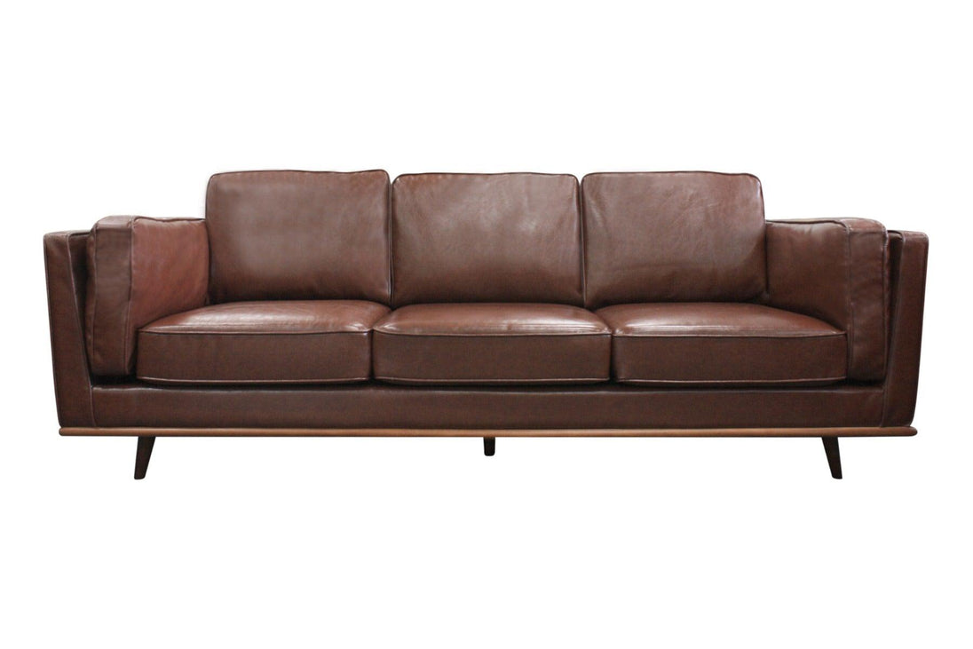 Buy 3 Seater Faux Sofa Brown Lounge Set for Living Room Couch with Wooden Frame discounted | Products On Sale Australia