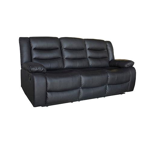 Buy 3 Seater Recliner Sofa In Faux Leather Lounge Couch in Black discounted | Products On Sale Australia